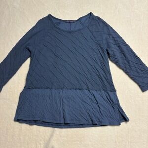 Cut Loose Blue Textured Pullover Top Women's Size Medium Lagenlook Tunic‎ Blouse